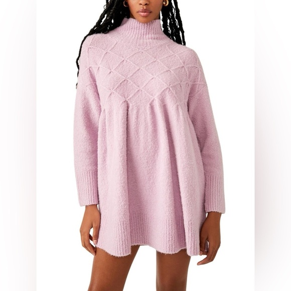 Free People Dresses & Skirts - Free People Lilac Jaci Turtleneck Sweater Dress Size Small
